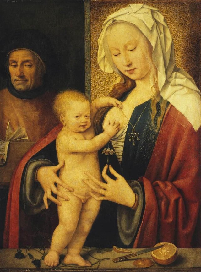      The Holy Family  (St Petersburg version)      by Joos van Cleve