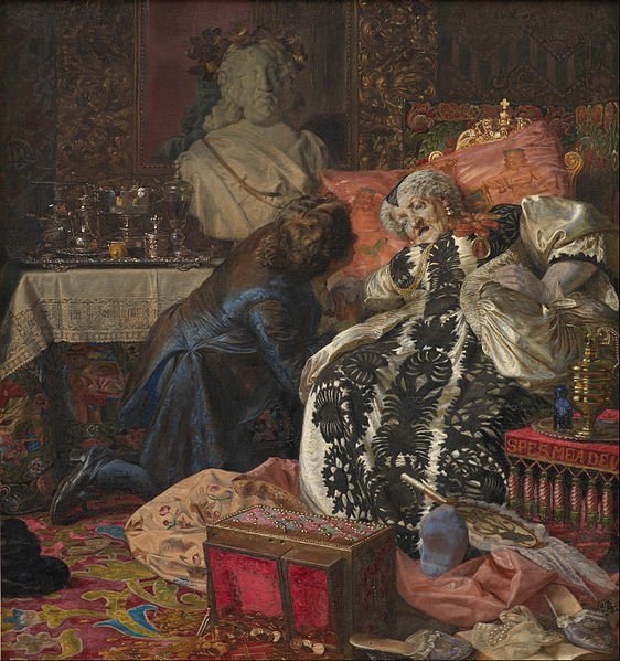 Dronning Sophie Amalies død, (The Death of Queen Sophie Amalie)  by Kristian Zahrtmann (1882)
