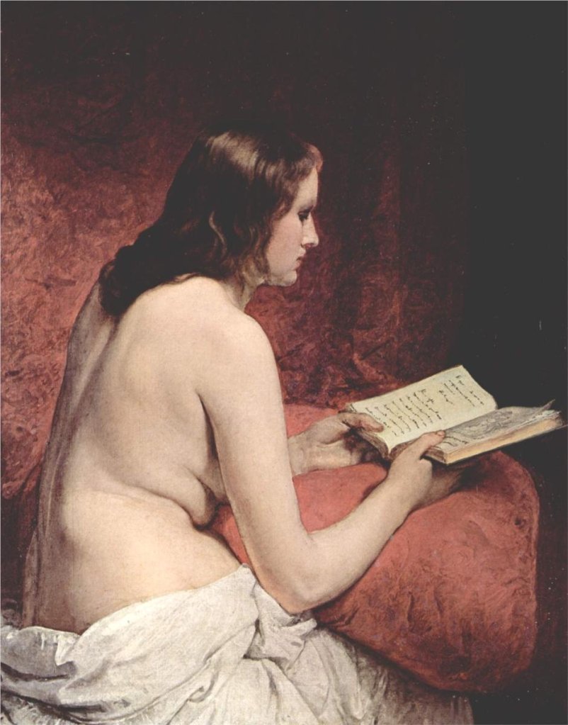 Odalisque with book by Francesco Hayez (1866)