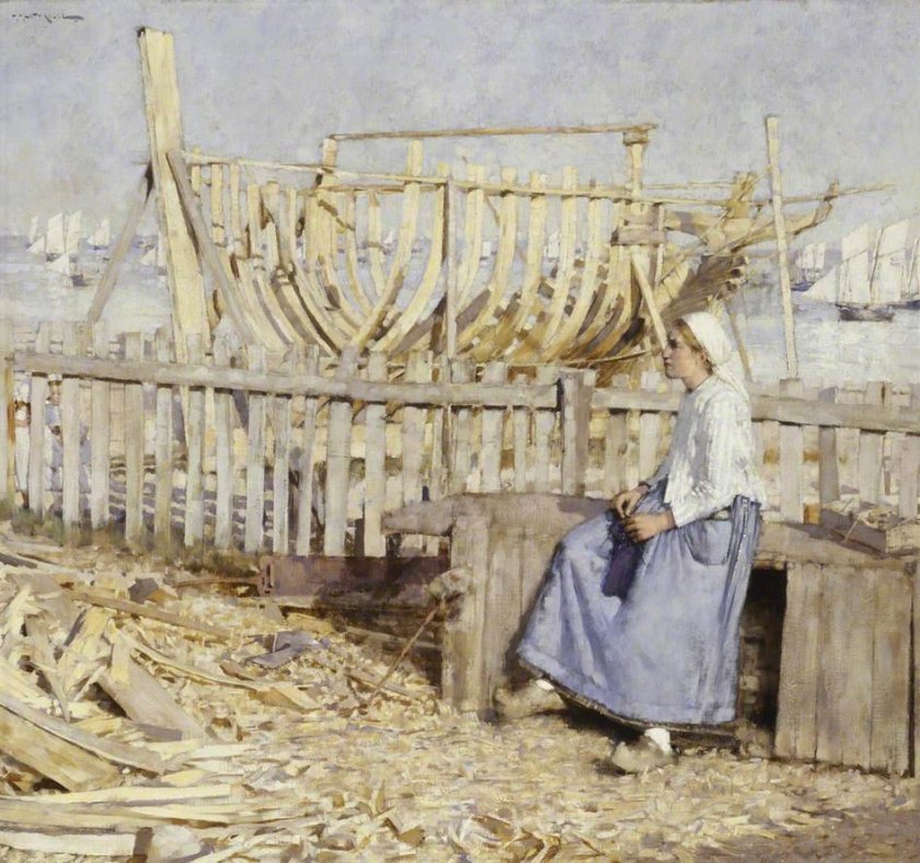 The Boat Builder's Yard by Henry Herbert La Thangue (1881)