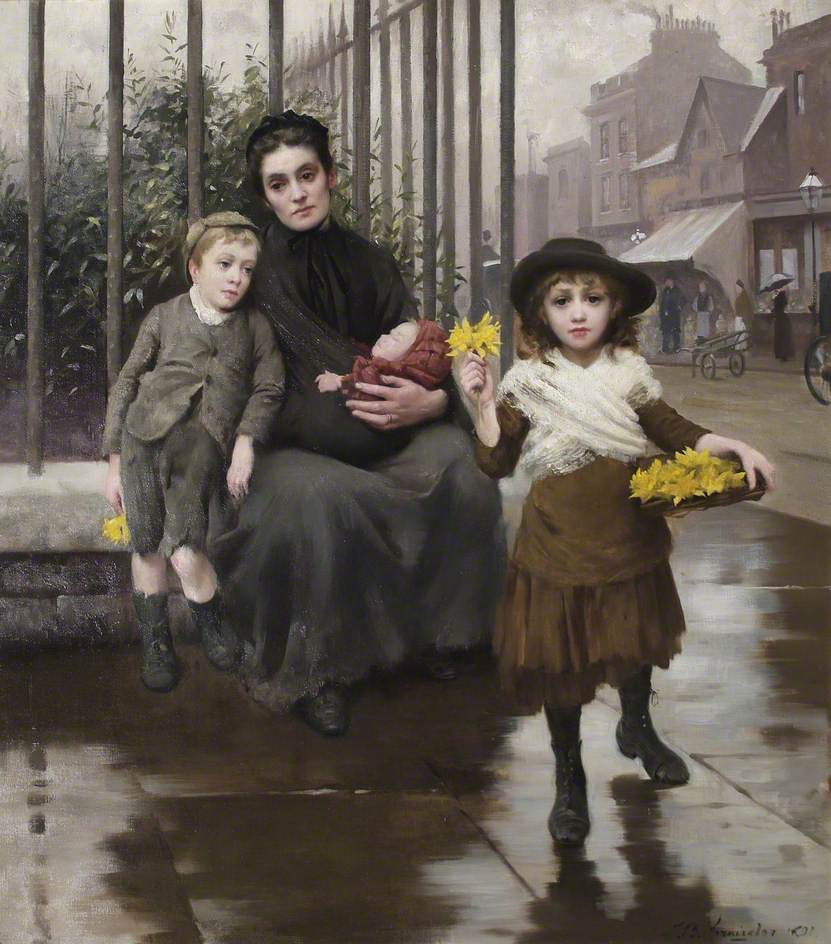 The Pinch of Poverty by Thomas Kennington (1891)
