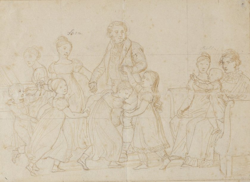 The Nathanson Family (Preliminary sketch) by Christoffer Eckersberg (1818)