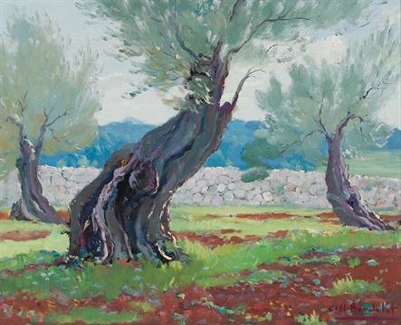 Majorcan Landscape (Oil on tablex) by Josep Coll Bardolet
