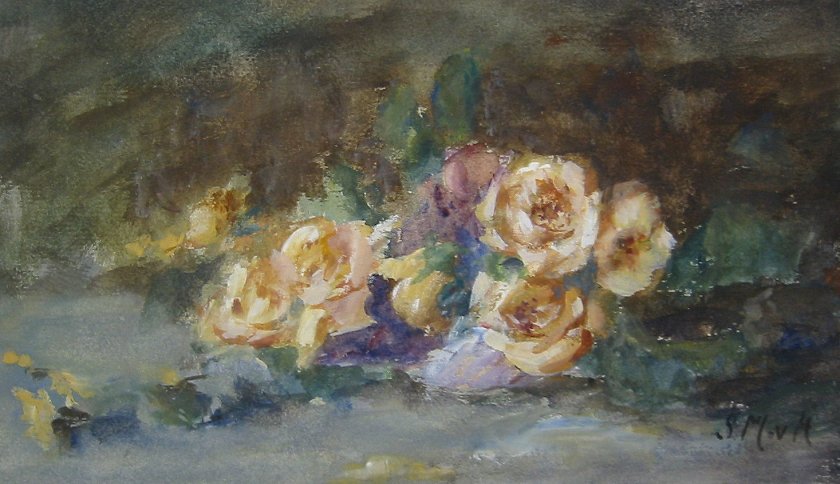 Still Life with Yellow Roses by Sientje van Houten Medag